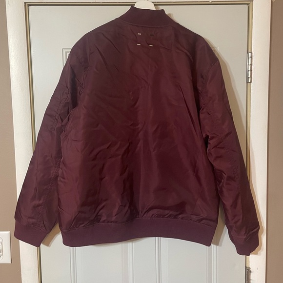 LABEL Unisex Go To Burgundy Bomber Jacket Double Zipper Lots of Pockets - Picture 6 of 13